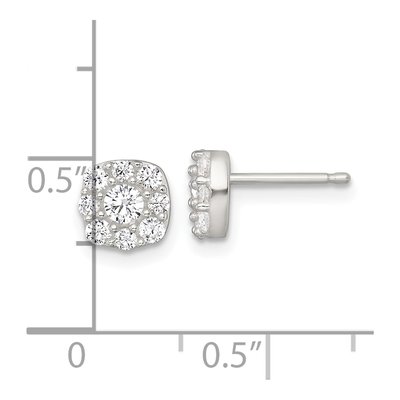 Sterling Silver Round CZ Cluster Stud Earrings – view 4