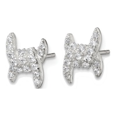 Sterling Silver Round CZ Ribbon Stud Earrings – view 3