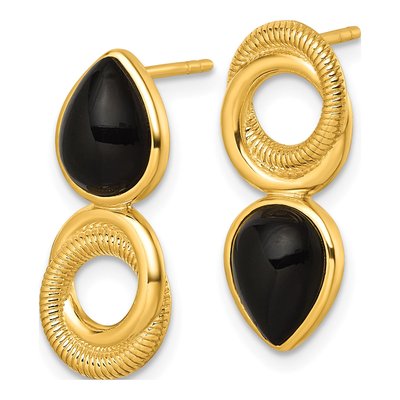Gold-Plated Sterling Silver Agate Mismatched Dangle Earrings – view 3