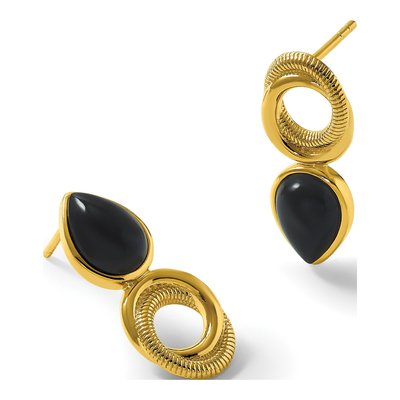 Gold-Plated Sterling Silver Agate Mismatched Dangle Earrings – view 6