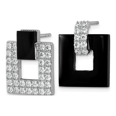 Sterling Silver Agate & CZ Dangle Earrings – view 3