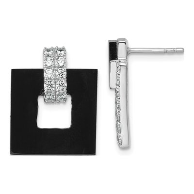Sterling Silver Agate & CZ Dangle Earrings – view 4