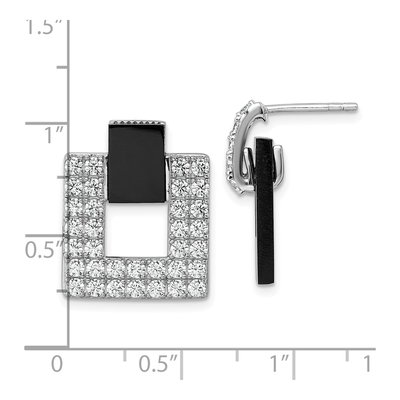 Sterling Silver Agate & CZ Dangle Earrings – view 5
