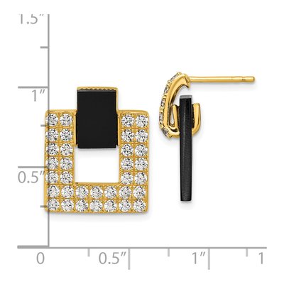 Gold-Plated Sterling Silver Agate & CZ Dangle Earrings – view 5