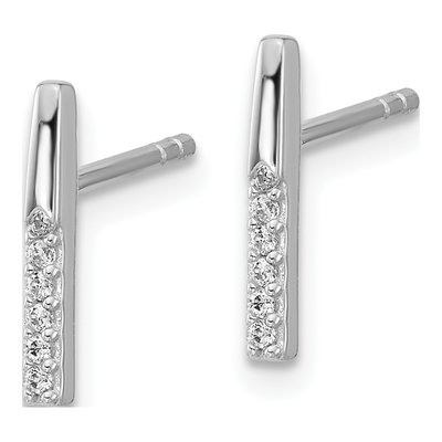 Sterling Silver Round CZ Bar Stud Earrings – view 2