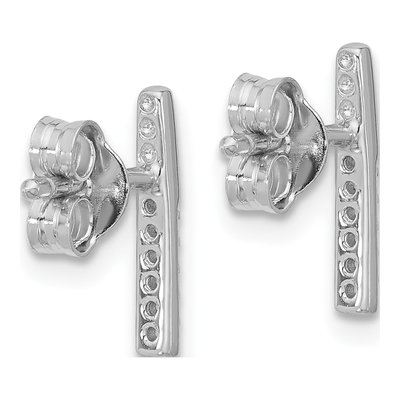 Sterling Silver Round CZ Bar Stud Earrings – view 3