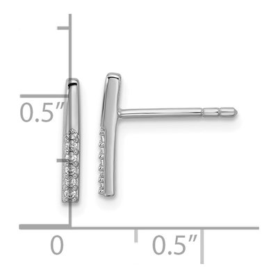 Sterling Silver Round CZ Bar Stud Earrings – view 4