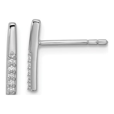 Sterling Silver Round CZ Bar Stud Earrings