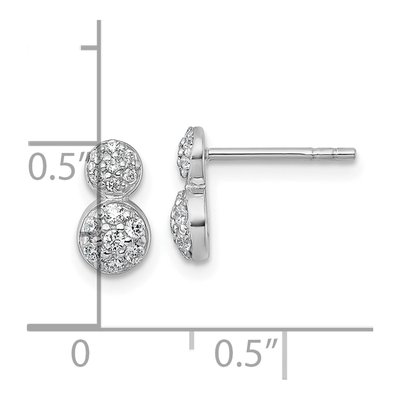 Sterling Silver Round CZ Two Circles Stud Earrings – view 4