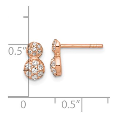 Rose Gold-Plated Sterling Silver Round CZ Two Circles Stud Earrings – view 4