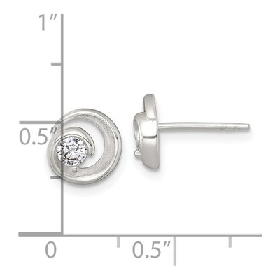 Sterling Silver Round CZ Circle Stud Earrings – view 4