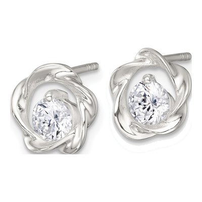 Sterling Silver Round CZ Twisted Circle Stud Earrings – view 3