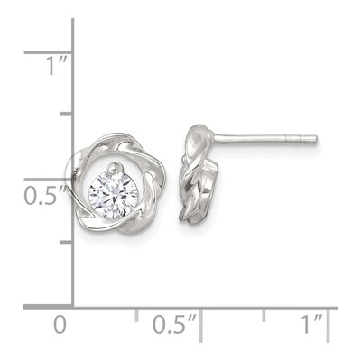 Sterling Silver Round CZ Twisted Circle Stud Earrings – view 4