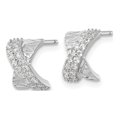 Sterling Silver Round CZ Stud Earrings – view 3