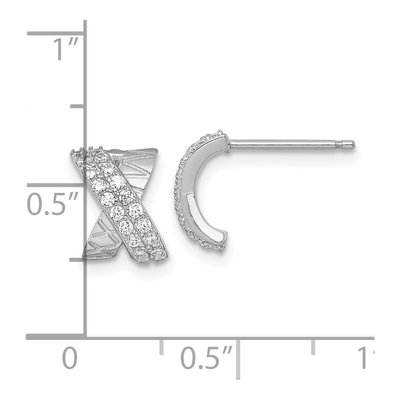 Sterling Silver Round CZ Stud Earrings – view 4