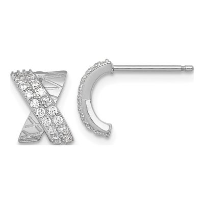 Sterling Silver Round CZ Stud Earrings