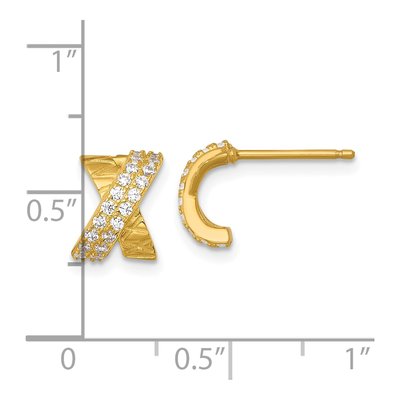 Gold-Plated Sterling Silver Round CZ Stud Earrings – view 4