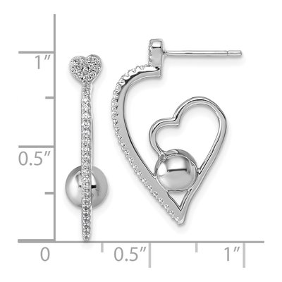 Sterling Silver CZ Heart Dangle Earrings – view 4
