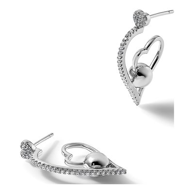 Sterling Silver CZ Heart Dangle Earrings – view 5