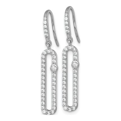 Sterling Silver CZ Elongated Dangle Earrings – view 3