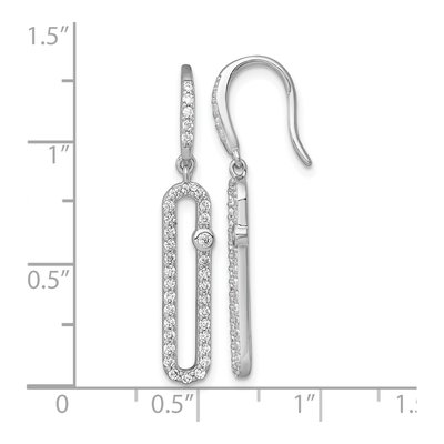 Sterling Silver CZ Elongated Dangle Earrings – view 4