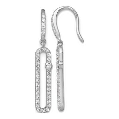 Sterling Silver CZ Elongated Dangle Earrings