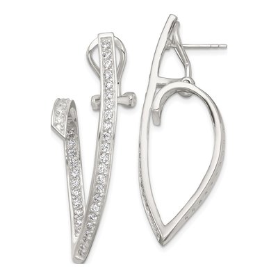 Sterling Silver CZ Swirl Dangle Earrings