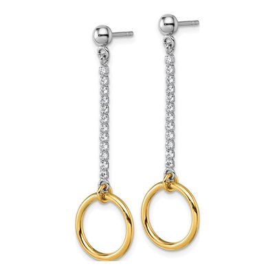Sterling Silver CZ Circle Dangle Earrings – view 3