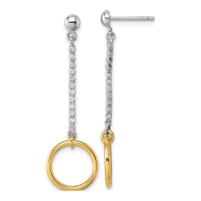 Sterling Silver CZ Circle Dangle Earrings
