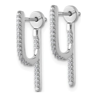 Sterling Silver CZ Front Back J- Dangle Earrings – view 3