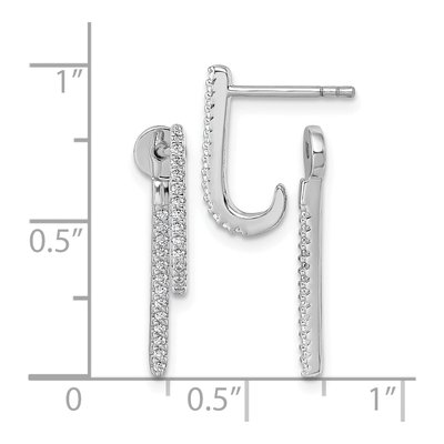 Sterling Silver CZ Front Back J- Dangle Earrings – view 4