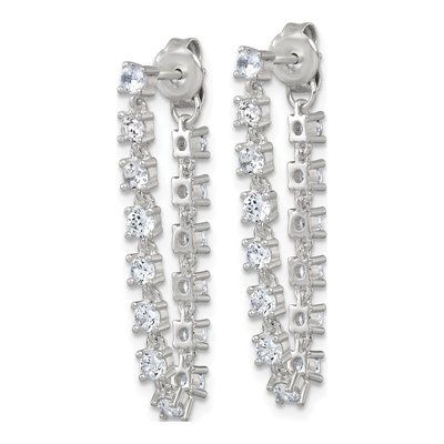 Sterling Silver CZ Front Back Dangle Earrings – view 3