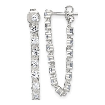 Sterling Silver CZ Front Back Dangle Earrings