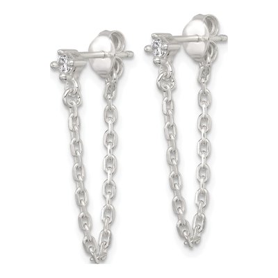 Sterling Silver CZ Dangle Earrings – view 3