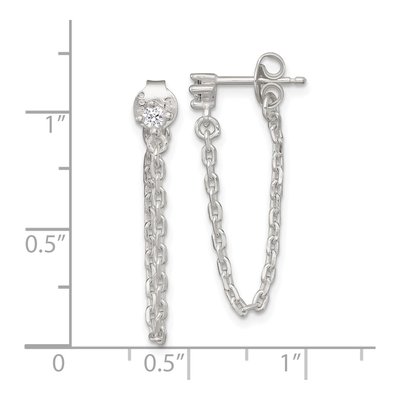 Sterling Silver CZ Dangle Earrings – view 4
