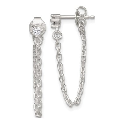 Sterling Silver CZ Dangle Earrings