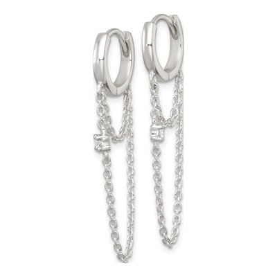Sterling Silver 40mm CZ Huggie Hoop Earrings – view 3