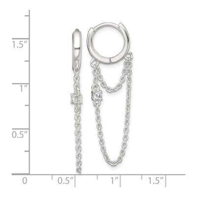 Sterling Silver 40mm CZ Huggie Hoop Earrings – view 4