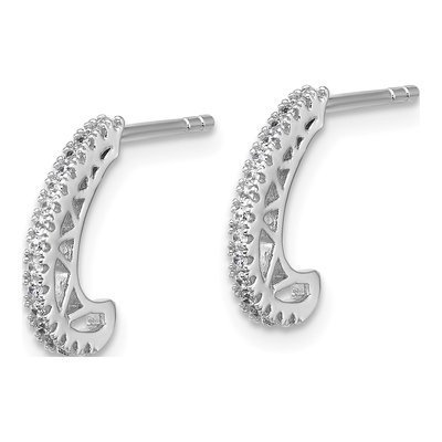 Sterling Silver 13mm CZ J- Hoop Earrings – view 2