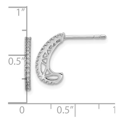 Sterling Silver 13mm CZ J- Hoop Earrings – view 4