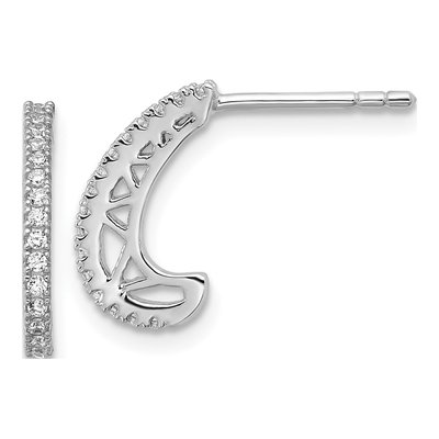 Sterling Silver 13mm CZ J- Hoop Earrings