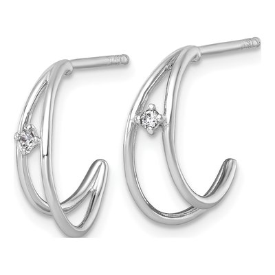 Sterling Silver 16mm CZ C- Hoop Earrings – view 3