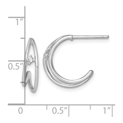 Sterling Silver 16mm CZ C- Hoop Earrings – view 4