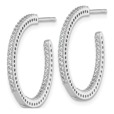 Sterling Silver 23mm CZ In-Out C- Hoop Earrings – view 3