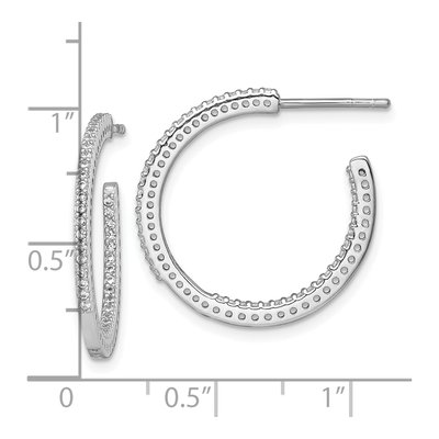 Sterling Silver 23mm CZ In-Out C- Hoop Earrings – view 4