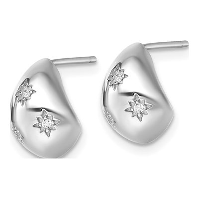 Sterling Silver 12mm CZ Star J- Hoop Earrings – view 3