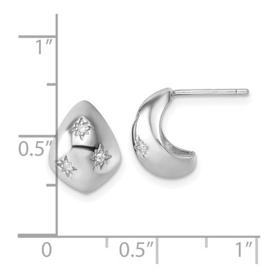Sterling Silver 12mm CZ Star J- Hoop Earrings – view 4