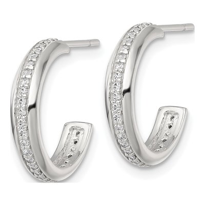 Sterling Silver 16mm CZ C- Hoop Earrings – view 3