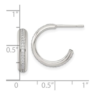 Sterling Silver 16mm CZ C- Hoop Earrings – view 4