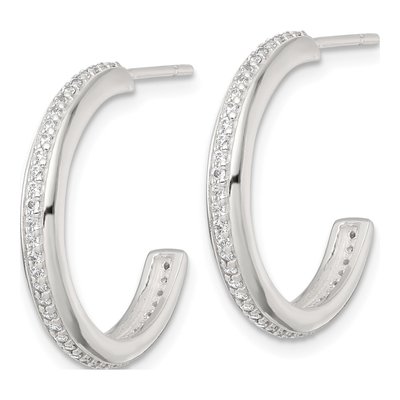Sterling Silver 22mm CZ C- Hoop Earrings – view 3
